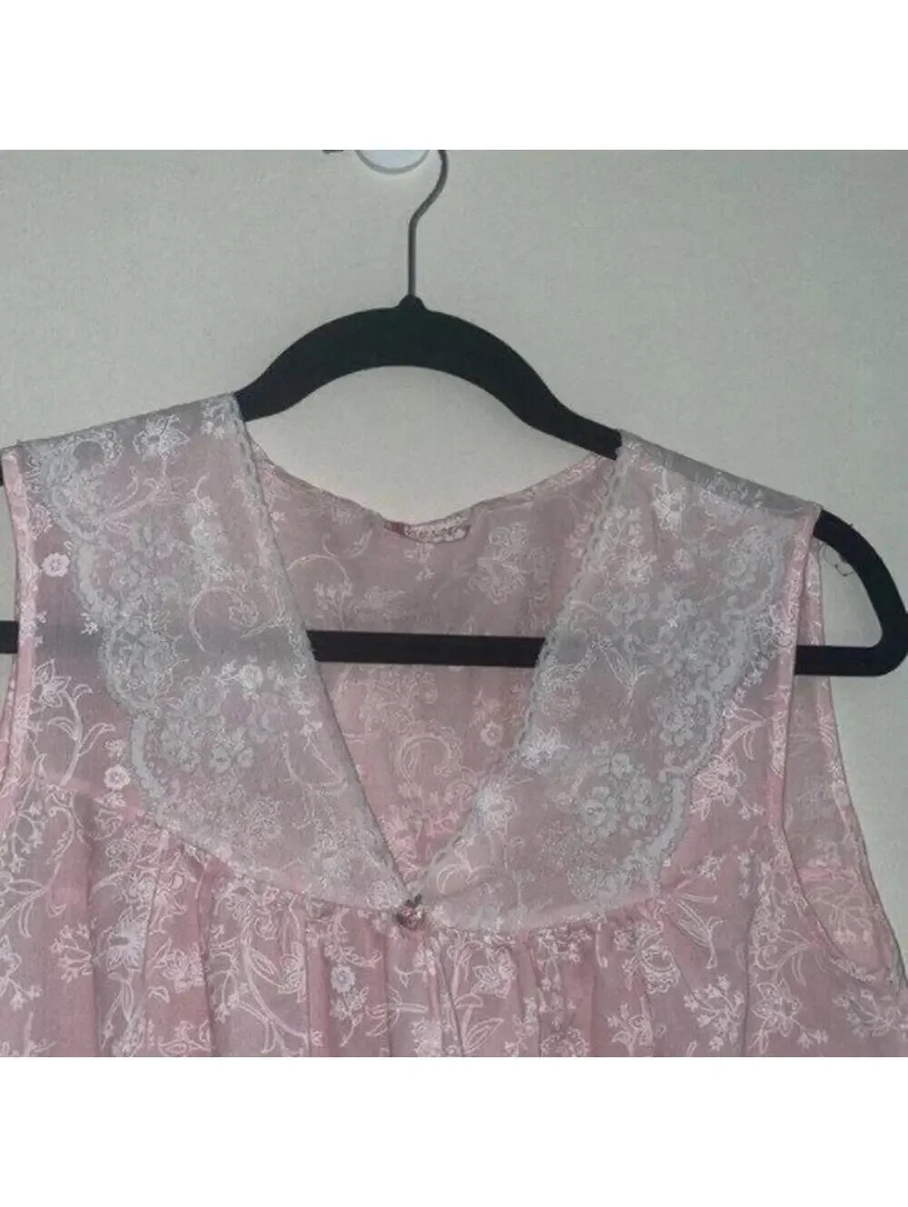 🇺🇸Vintage 1960s Barbiecore Pink Floral Sleeveless Nightgown Pajama Lingerie